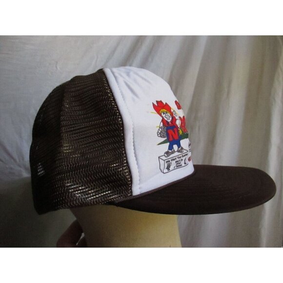 Vintage Men's Mesh Trucker Snapback Cap Nebraka Huskers Herbie 1980's BIG RED - Picture 3 of 8